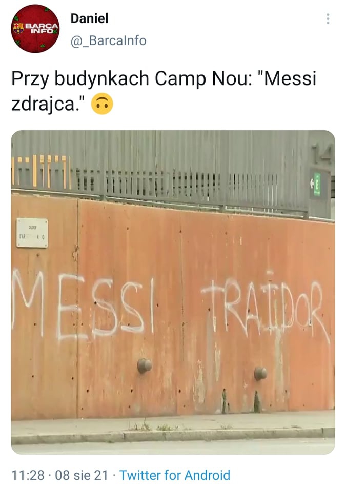 NAPIS na murze niedaleko Camp Nou...